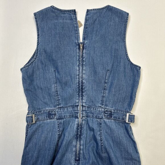 J CREW Point Sur Wide Leg Tailored Indigo Blue Denim Jumpsuit Size 6 Sleeveless - Picture 16 of 16